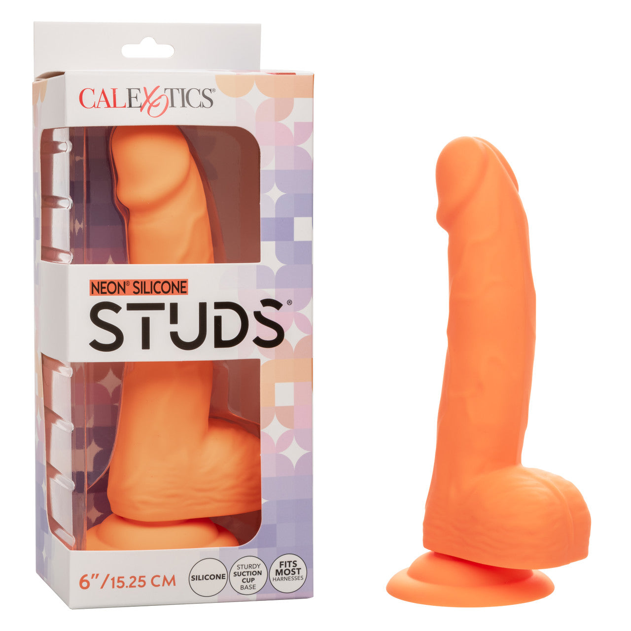 Neon Silicone Studs Realistic Dildo - 6"/15.25 cm, Orange