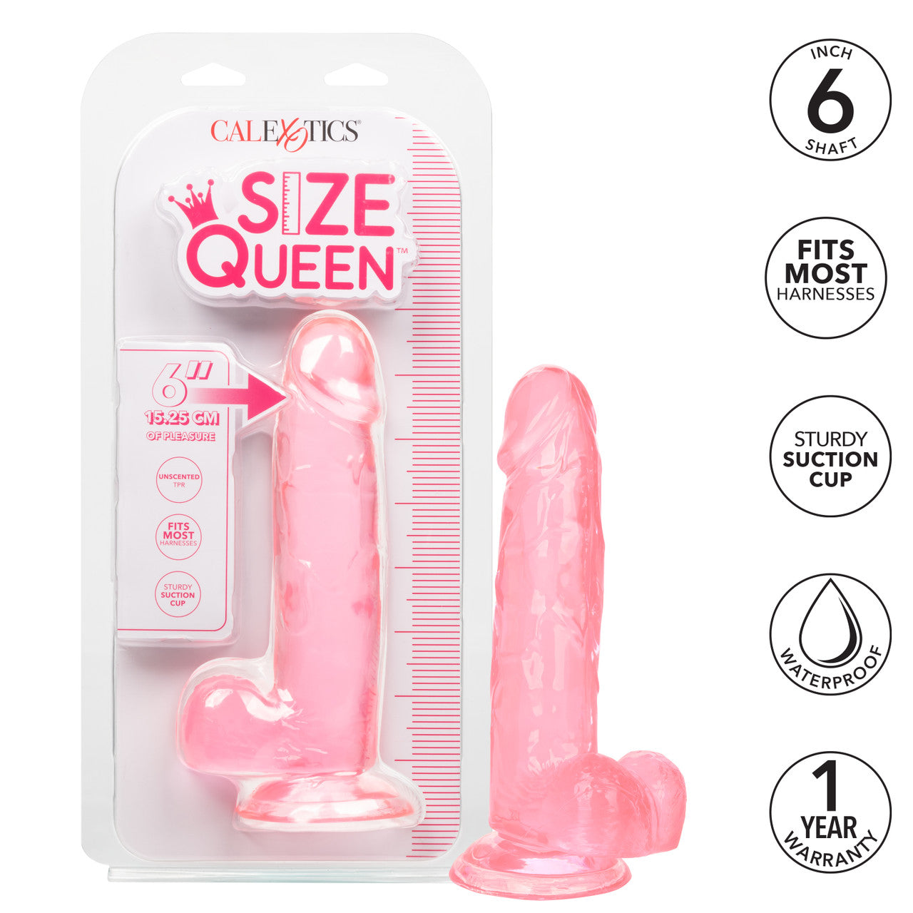 Size Queen 6"/15.25 cm Dildo - Pink - Thorn & Feather