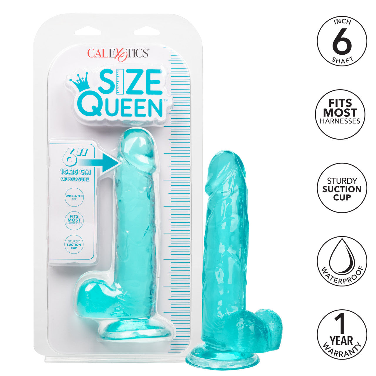 Size Queen 6"/15.25 cm Dildo - Blue - Thorn & Feather