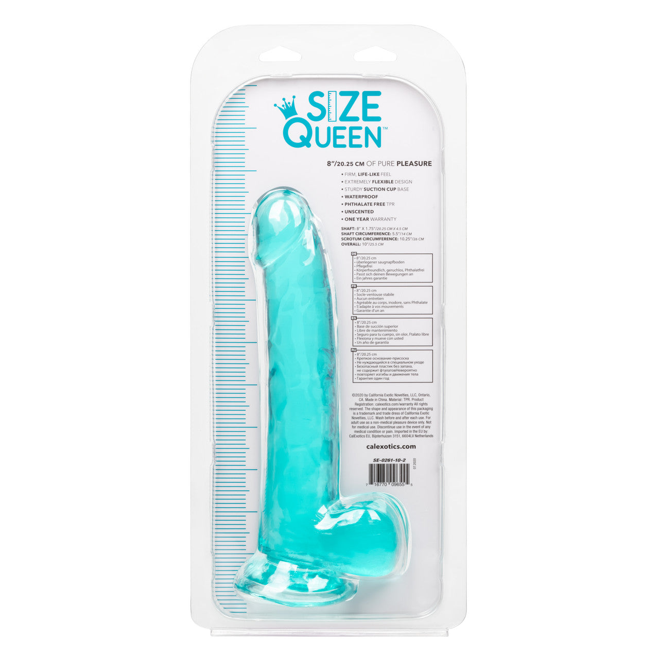 Size Queen 8"/20.25 cm Dildo - Blue - Thorn & Feather