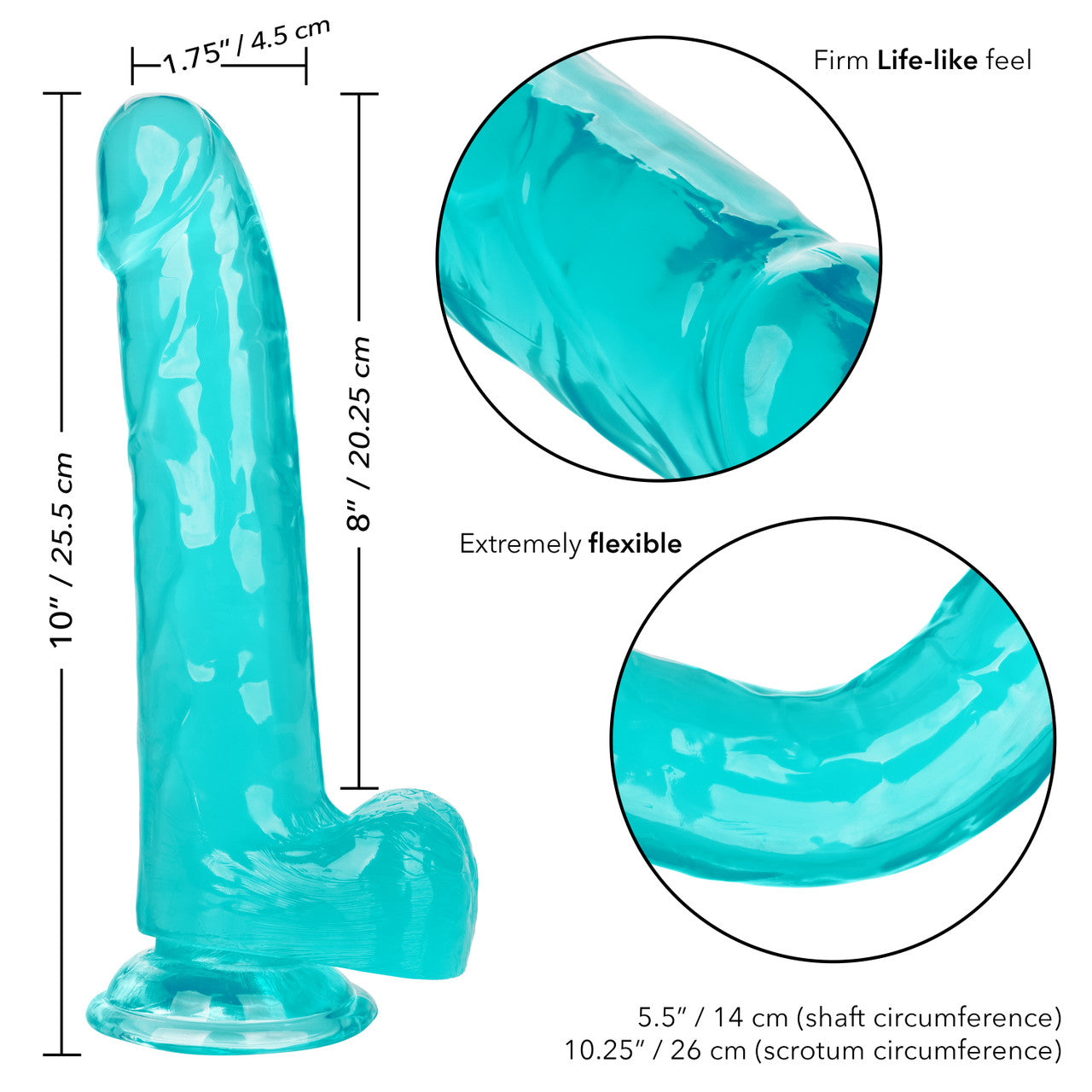 Size Queen 8"/20.25 cm Dildo - Blue - Thorn & Feather