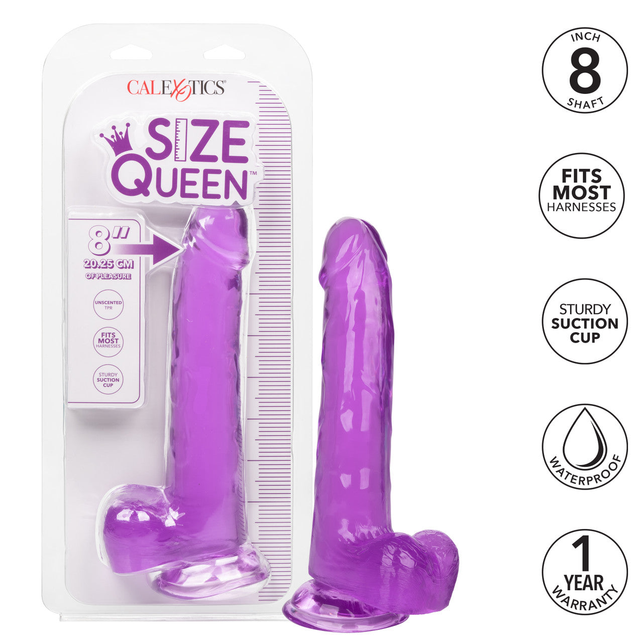 Size Queen 8"/20.25 cm Dildo - Purple - Thorn & Feather