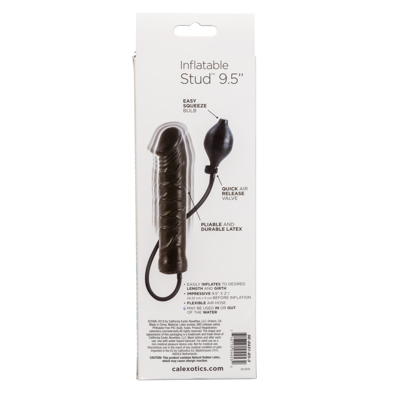 Inflatable Stud 9.5" Black Dildo