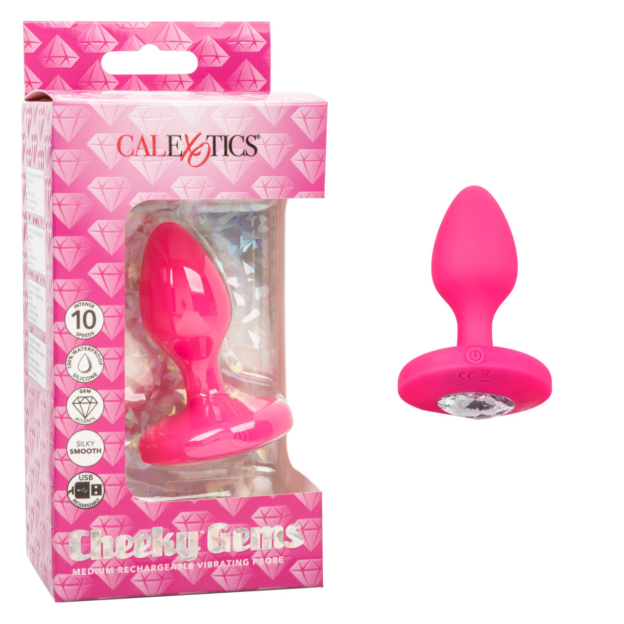 Cheeky Gems Medium Rechargeable Vibrating Probe - Pink - Thorn & Feather