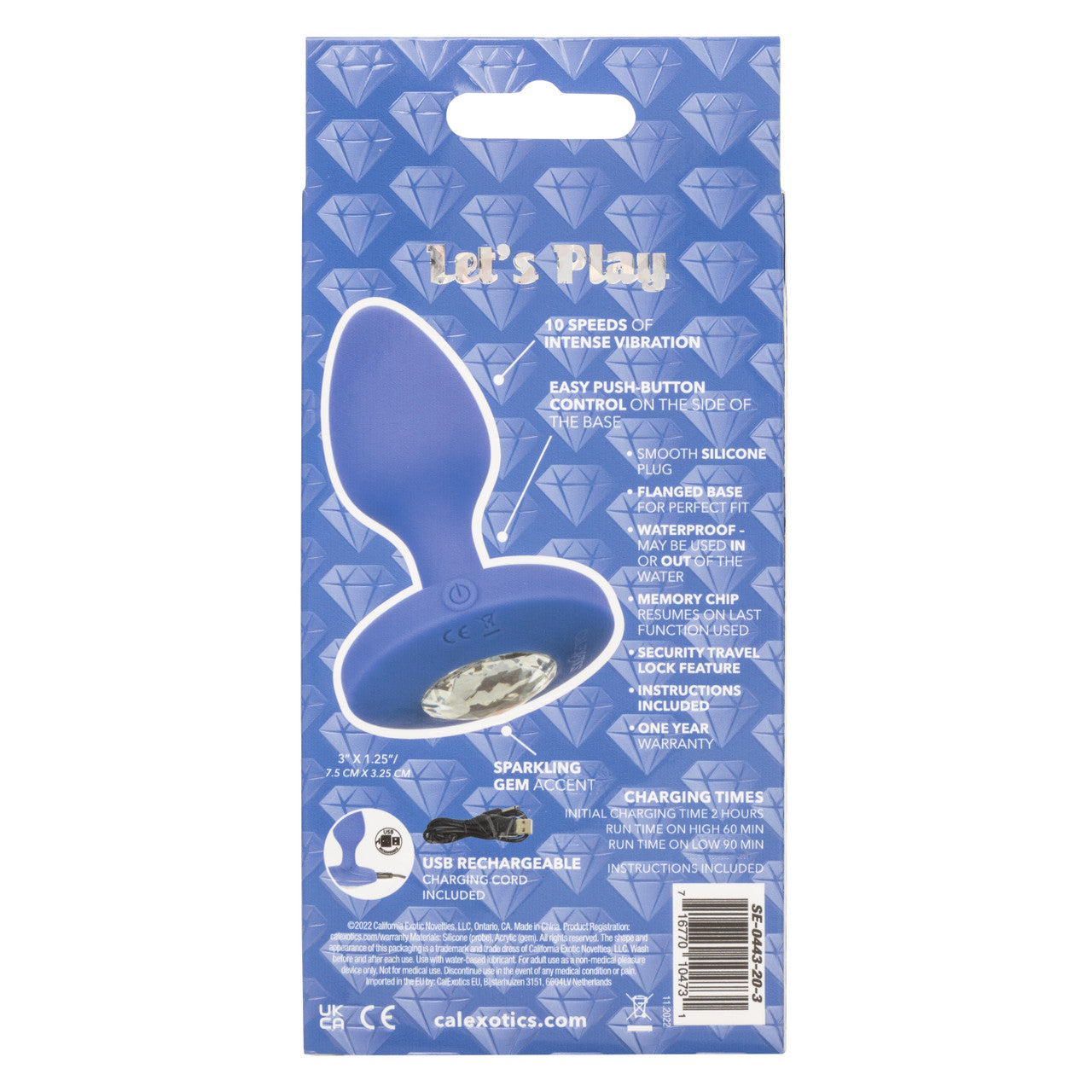 Cheeky Gems Medium Rechargeable Vibrating Probe - Blue - Thorn & Feather