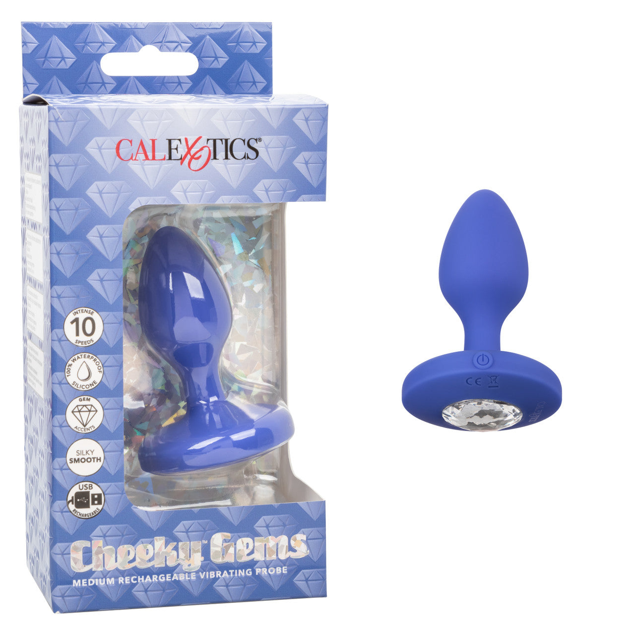 Cheeky Gems Medium Rechargeable Vibrating Probe - Blue - Thorn & Feather