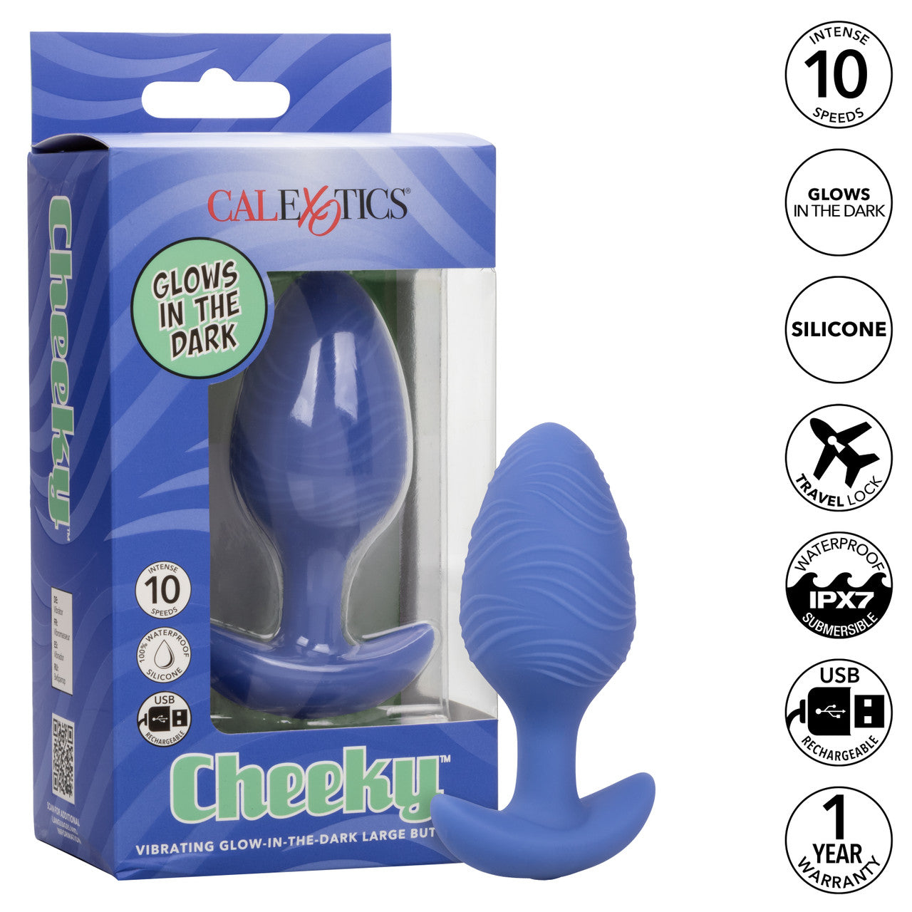 Cheeky Vibrating Glow-In-The-Dark Large Butt Plug