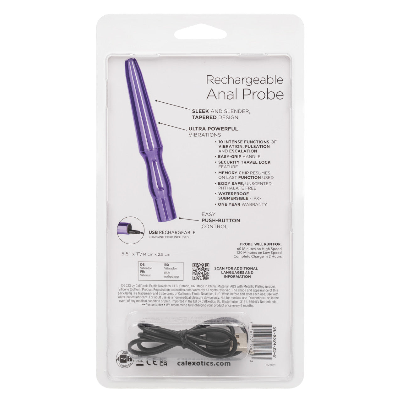 CalExotics Rechargeable Anal Probe - Purple