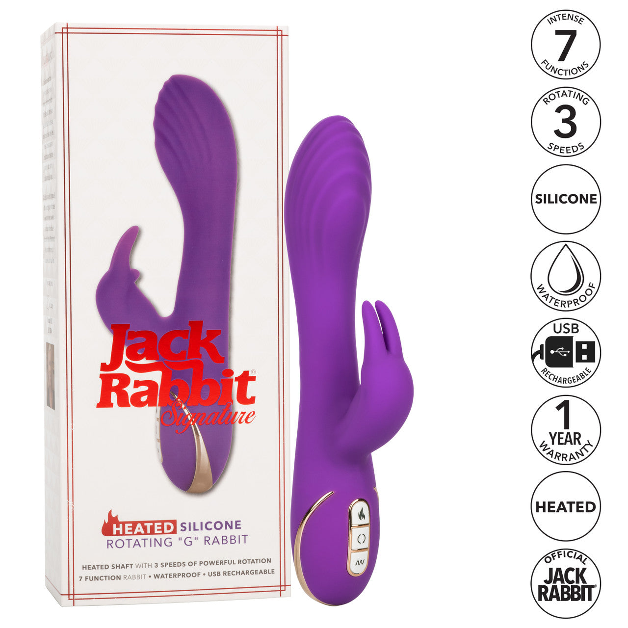 Jack Rabbit Signature Heated Silicone Rotating "G" Rabbit - Thorn & Feather