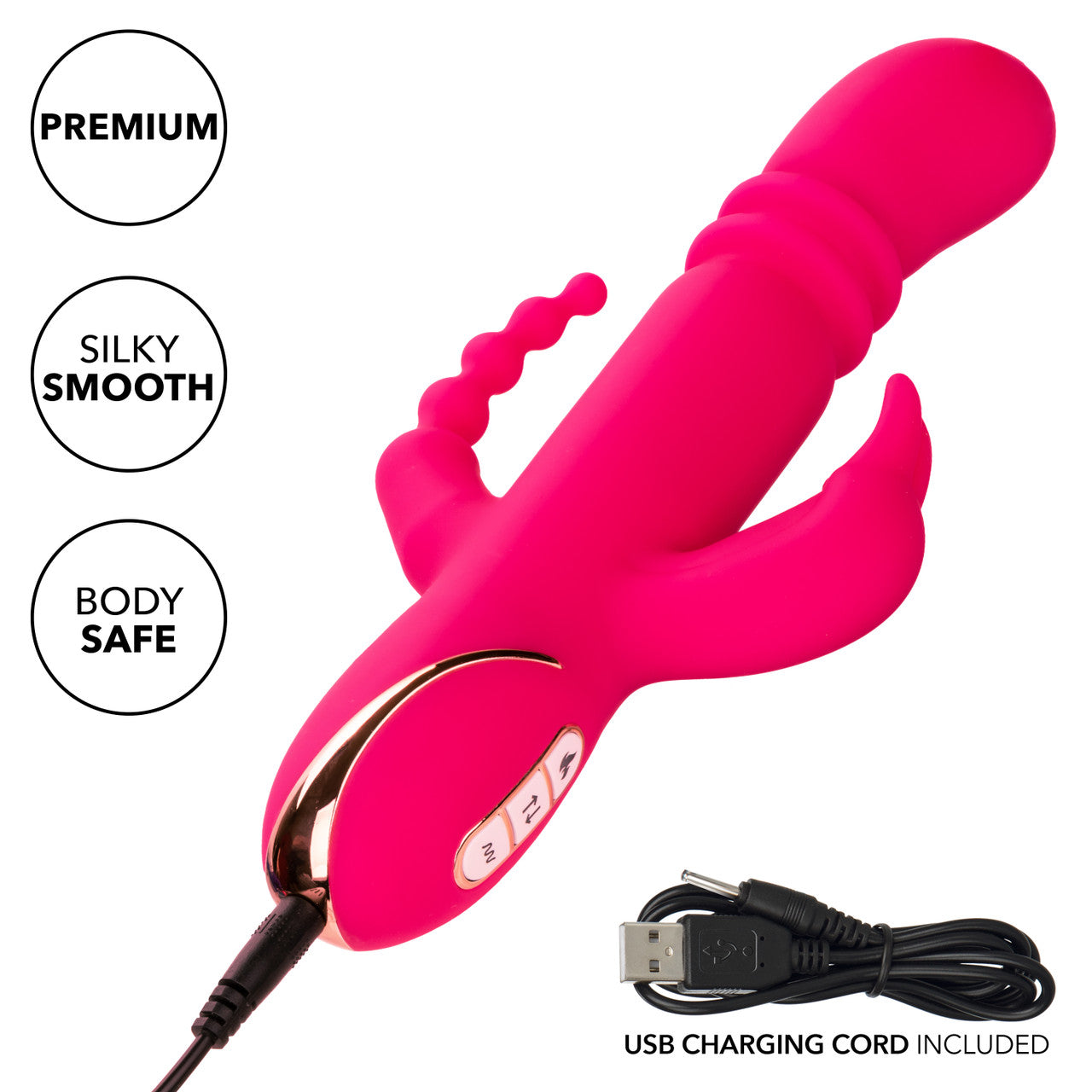 Jack Rabbit Signature Heated Silicone Triple Fantasy Rabbit Vibe