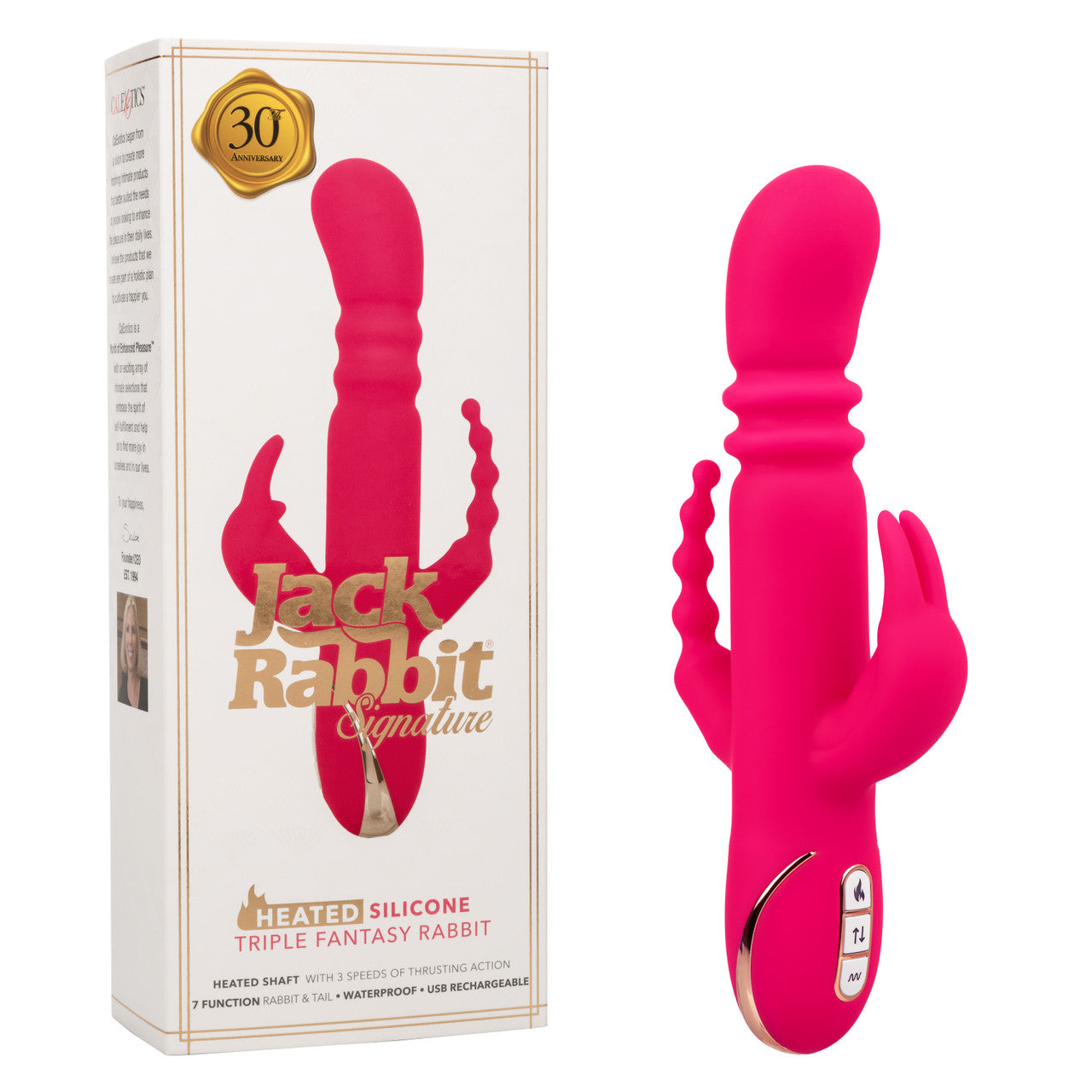 Jack Rabbit Signature Heated Silicone Triple Fantasy Rabbit Vibe