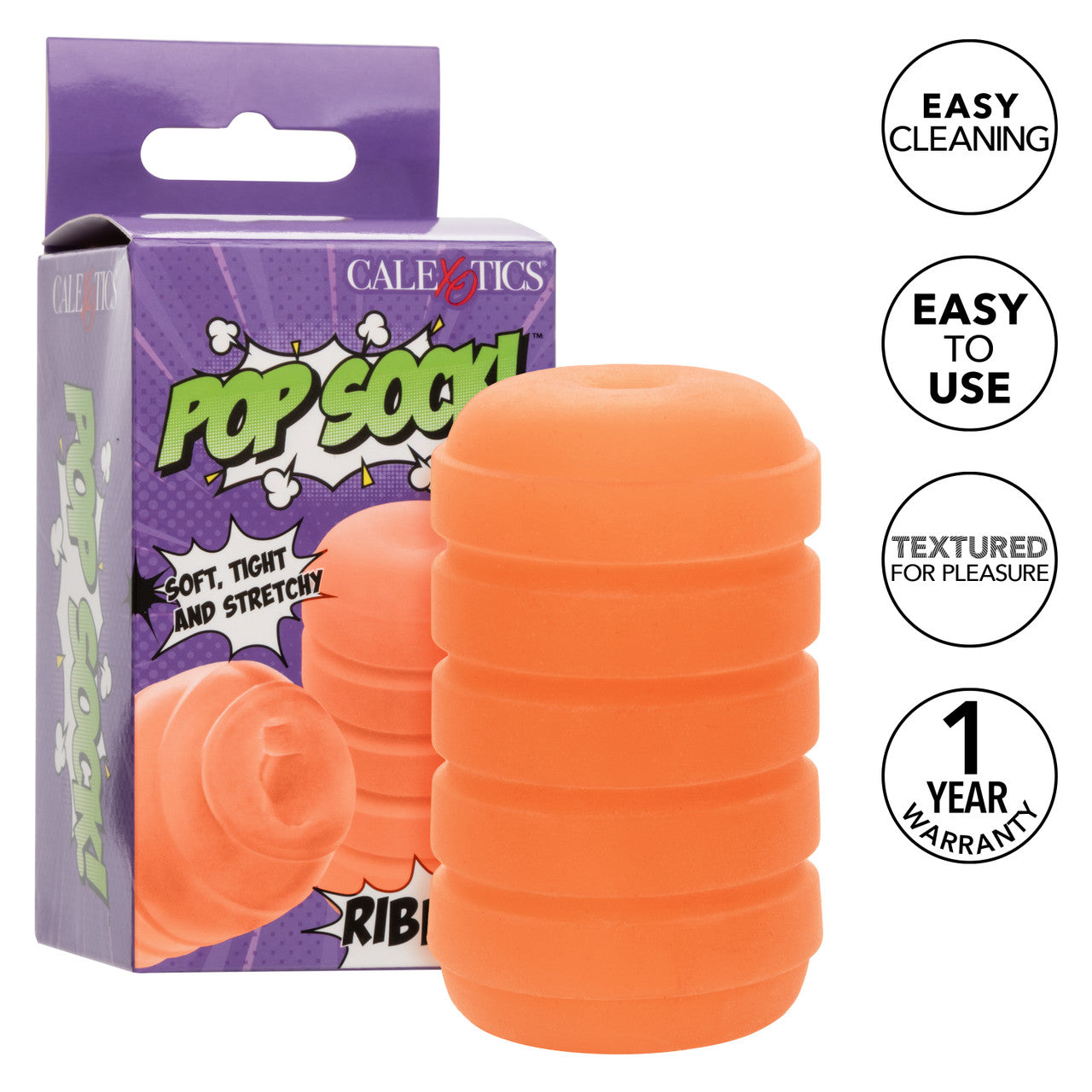 Pop Sock Ribbed Pocket Stroker - Orange