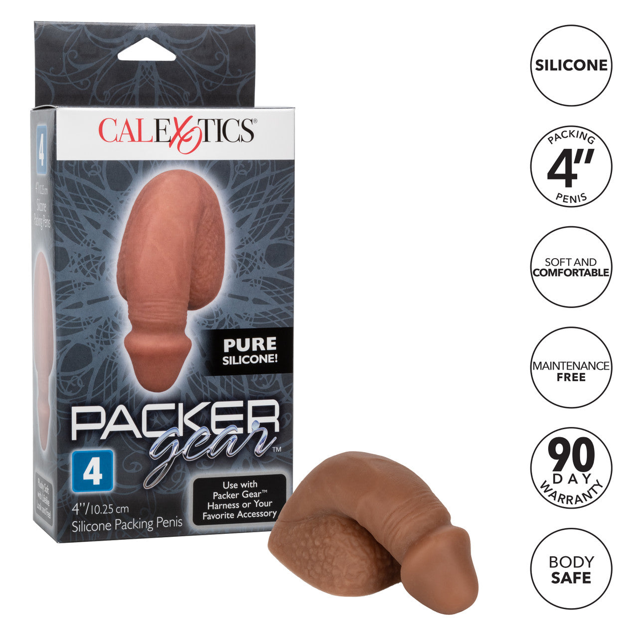 Packer Gear 4" Silicone Packing Penis - Brown