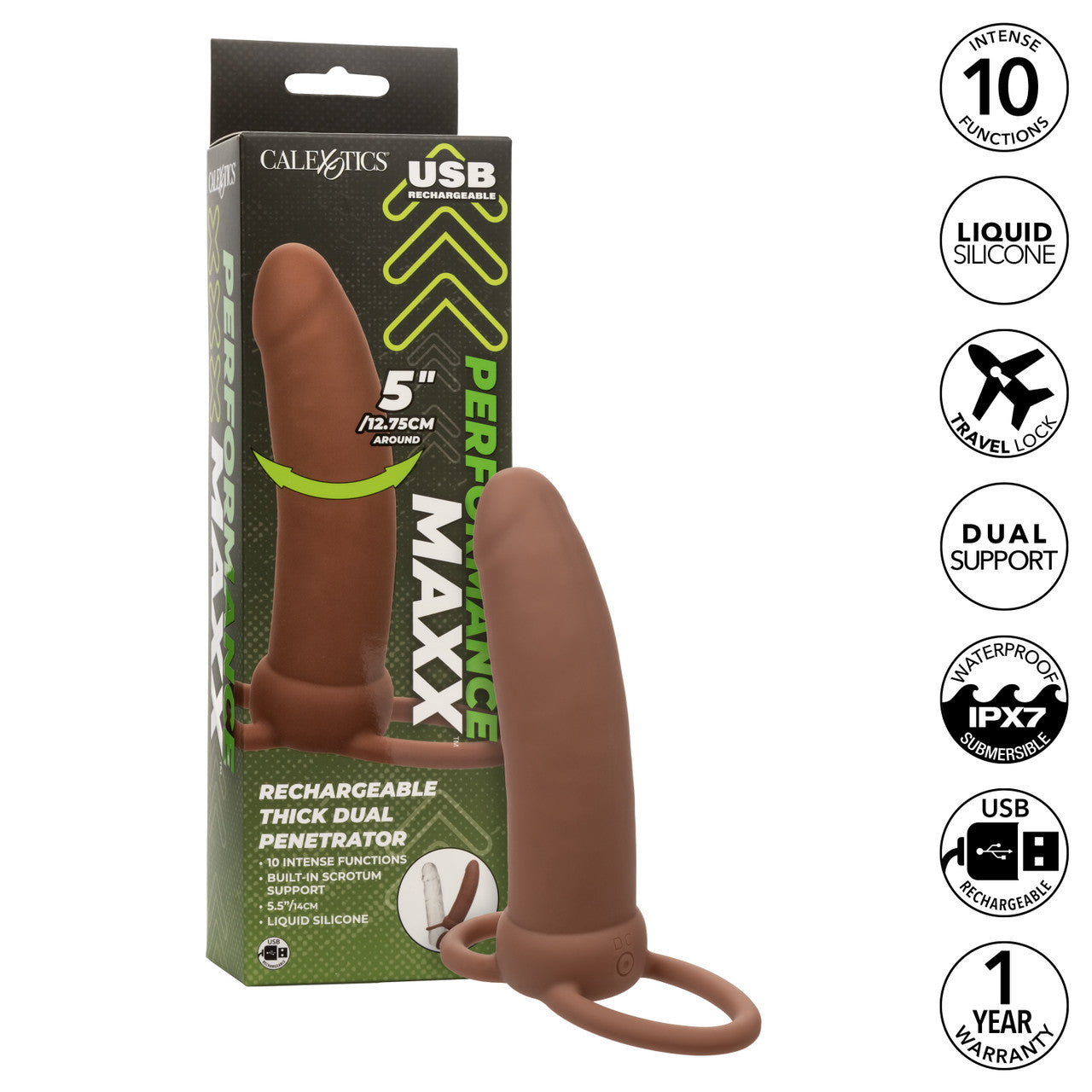 Rechargeable Thick Dual Penetrator - Brown