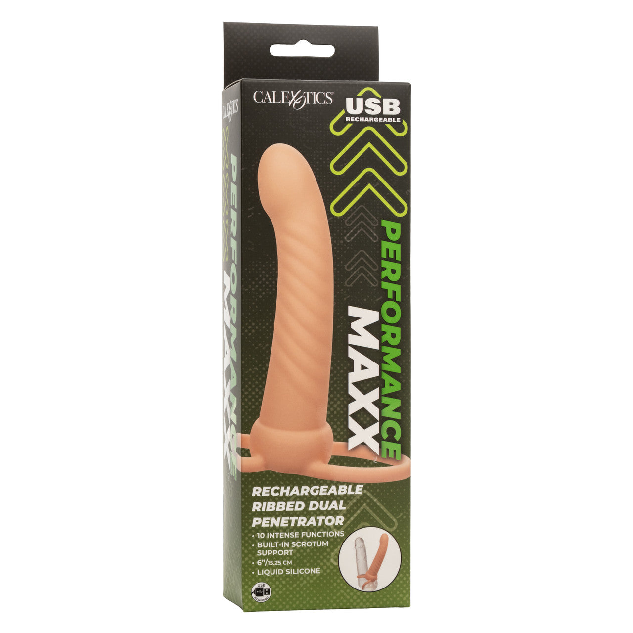 Rechargeable Ribbed Dual Penetrator - Ivory