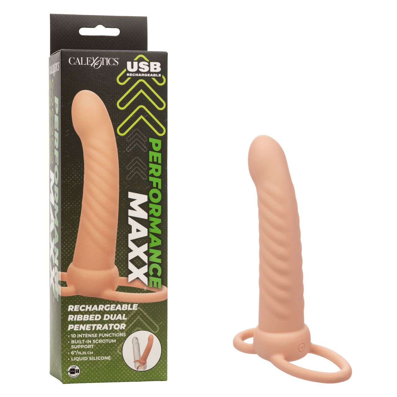 Rechargeable Ribbed Dual Penetrator - Ivory