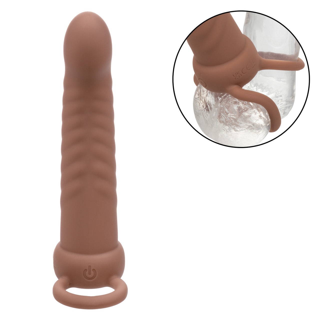 Rechargeable Ribbed Dual Penetrator - Brown