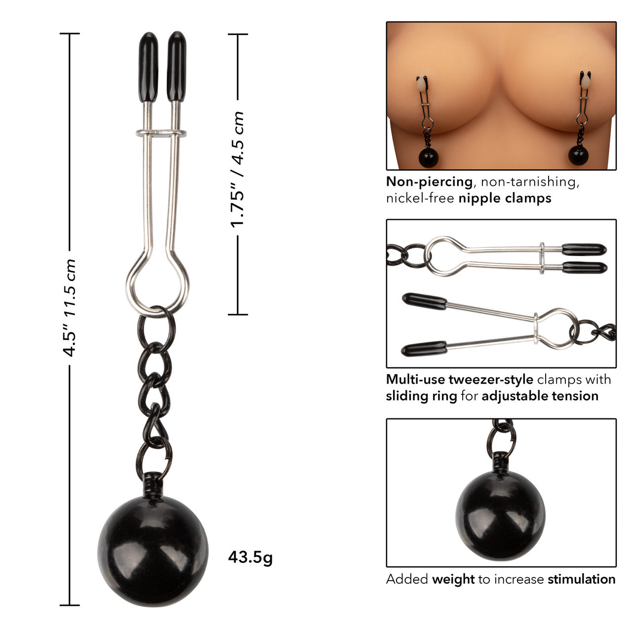 Nipple Grips Weighted Tweezer Nipple Clamps - Thorn & Feather