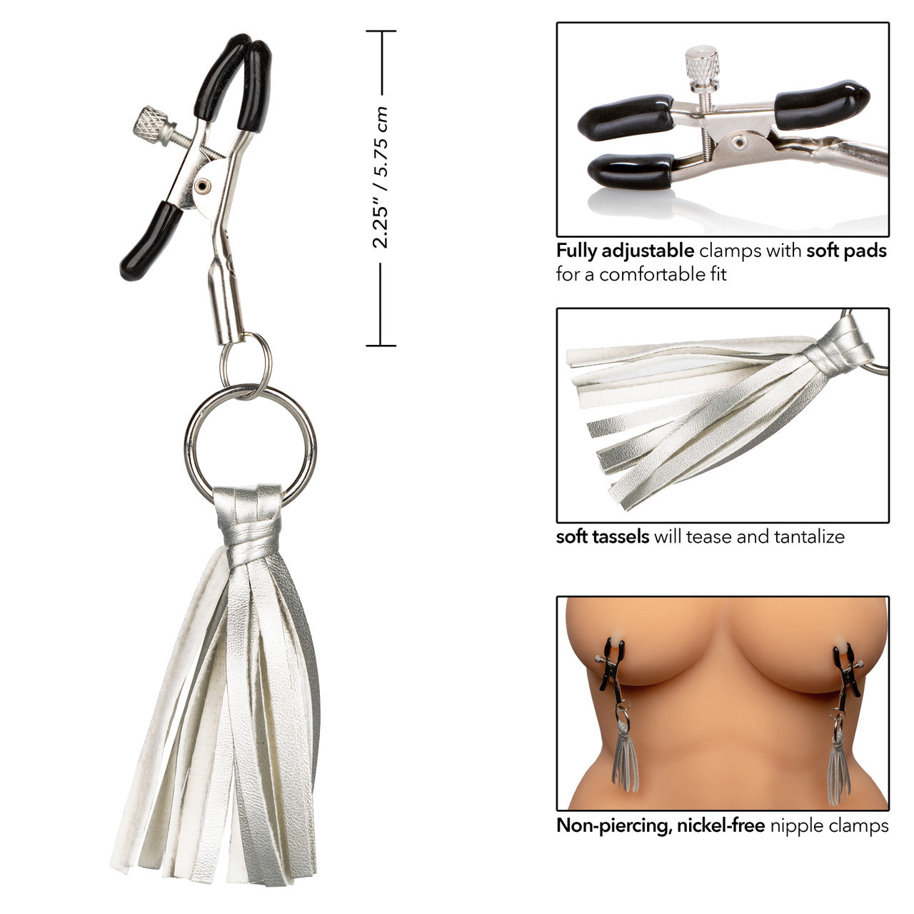 Nipple Play Playful Tassels Nipple Clamps - Silver