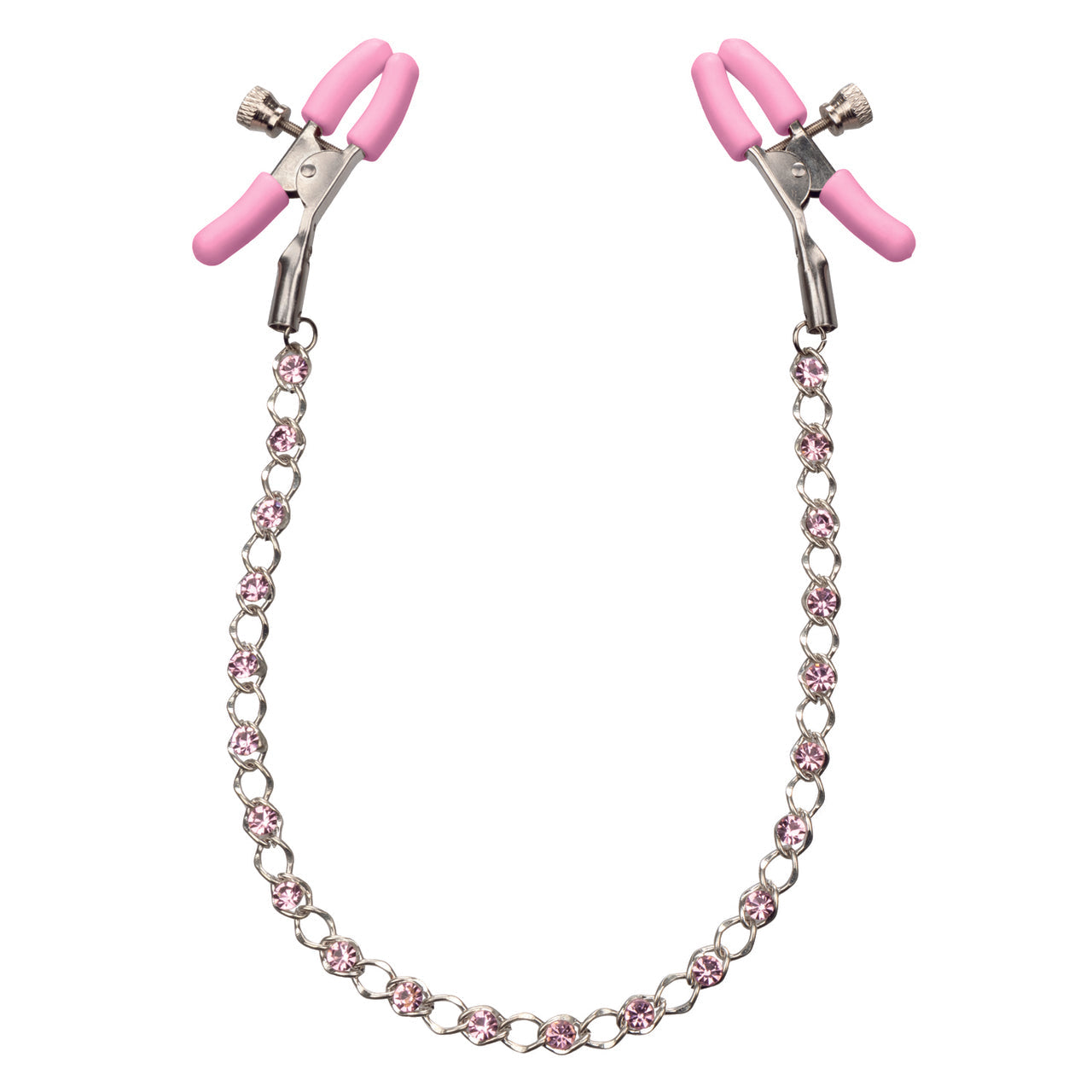 Nipple Play Crystal Chain Nipple Clamps - Pink - Thorn & Feather