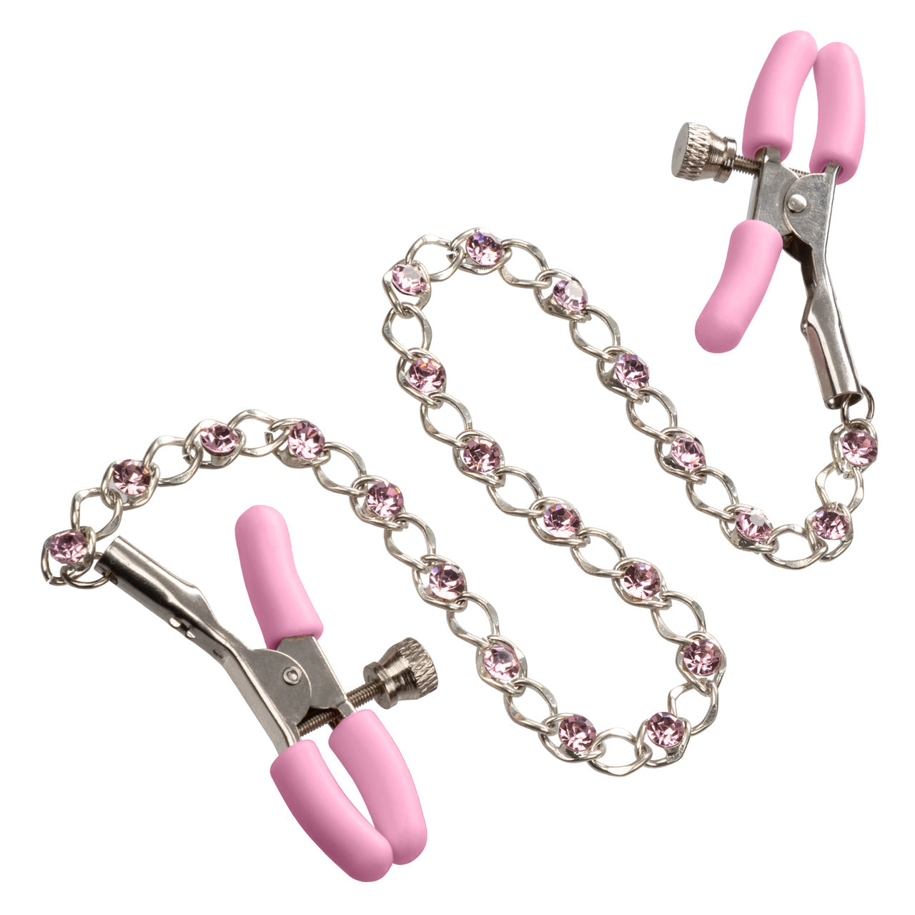 Nipple Play Crystal Chain Nipple Clamps - Pink - Thorn & Feather