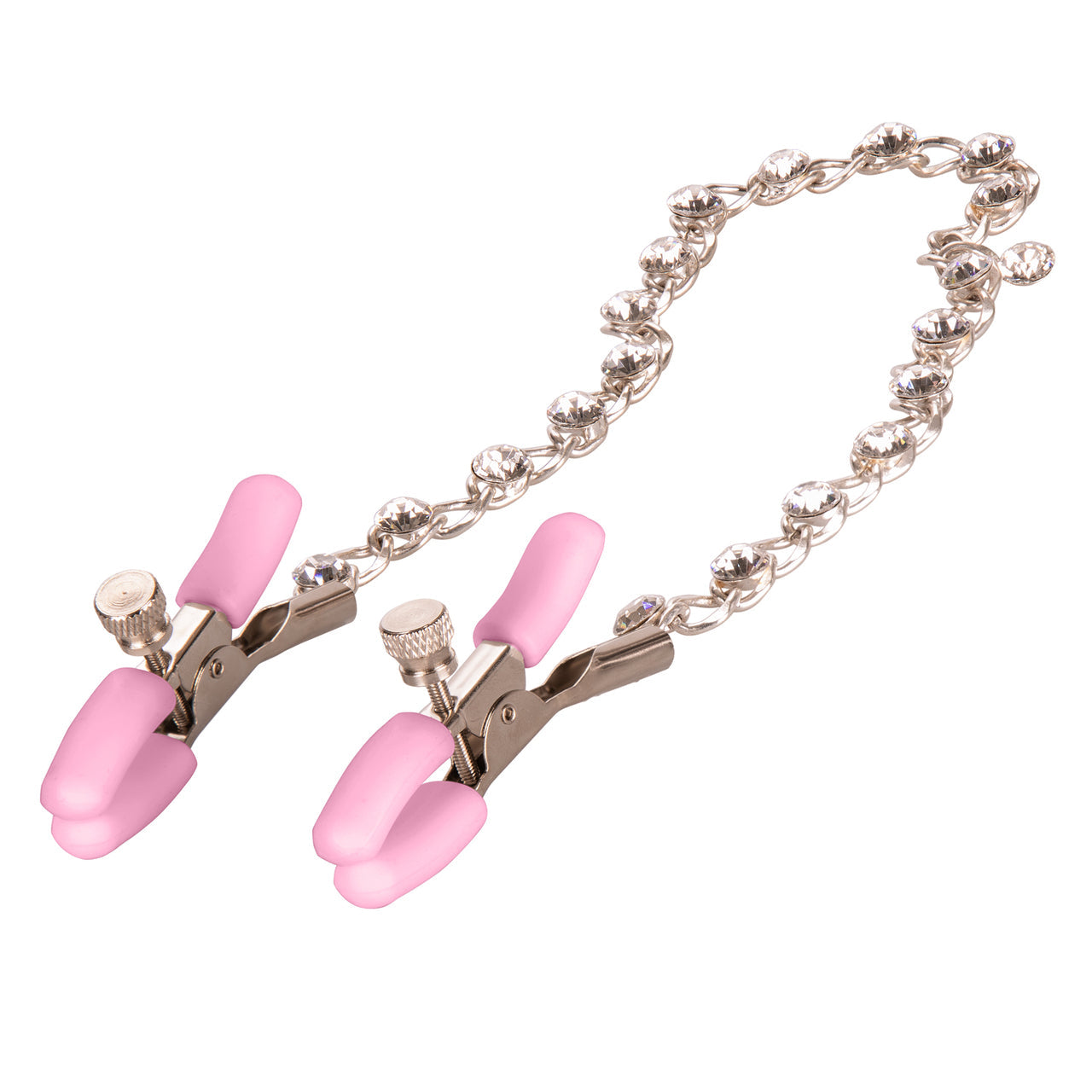 Nipple Play Crystal Chain Nipple Clamps - Pink - Thorn & Feather