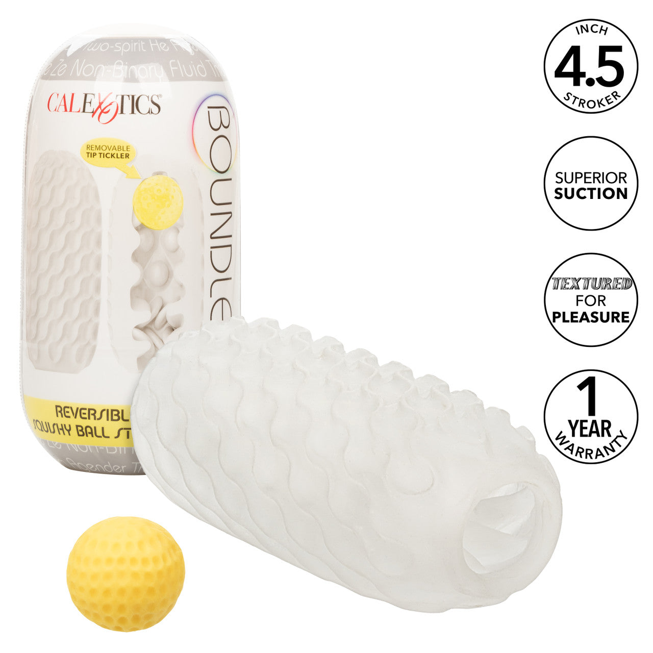 Boundless Reversible Squishy Ball Stroker - Yellow