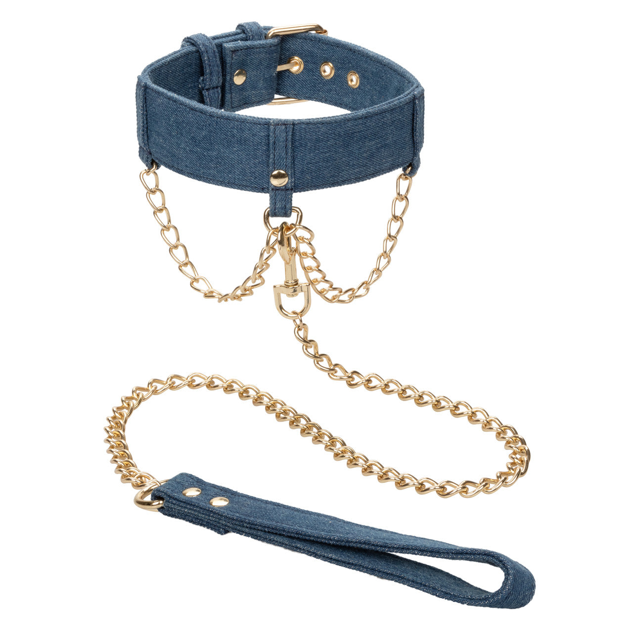 Ride 'em Premium Denim Collection Collar with Leash - Thorn & Feather