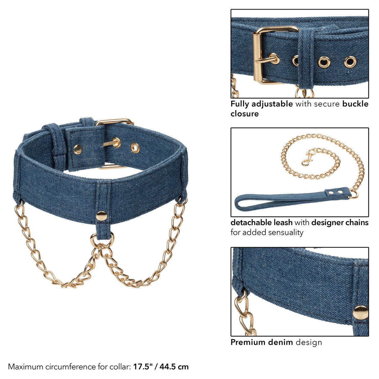 Ride 'em Premium Denim Collection Collar with Leash - Thorn & Feather