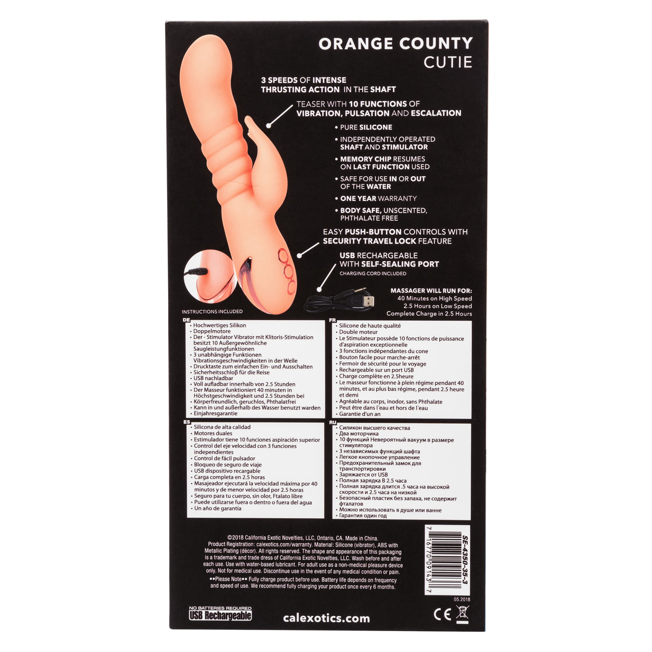 California Dreaming Orange County Cutie Rabbit Vibrator - Thorn & Feather