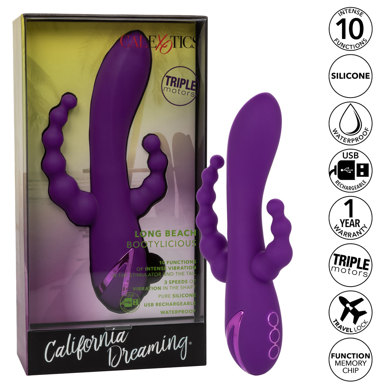 California Dreaming Long Beach Bootylicious Dual Penetrating Vibrator - Thorn & Feather