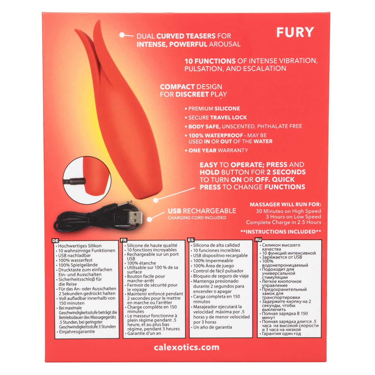 Red Hot Fury Silicone Rechargeable Clitoral Vibrator - Thorn & Feather