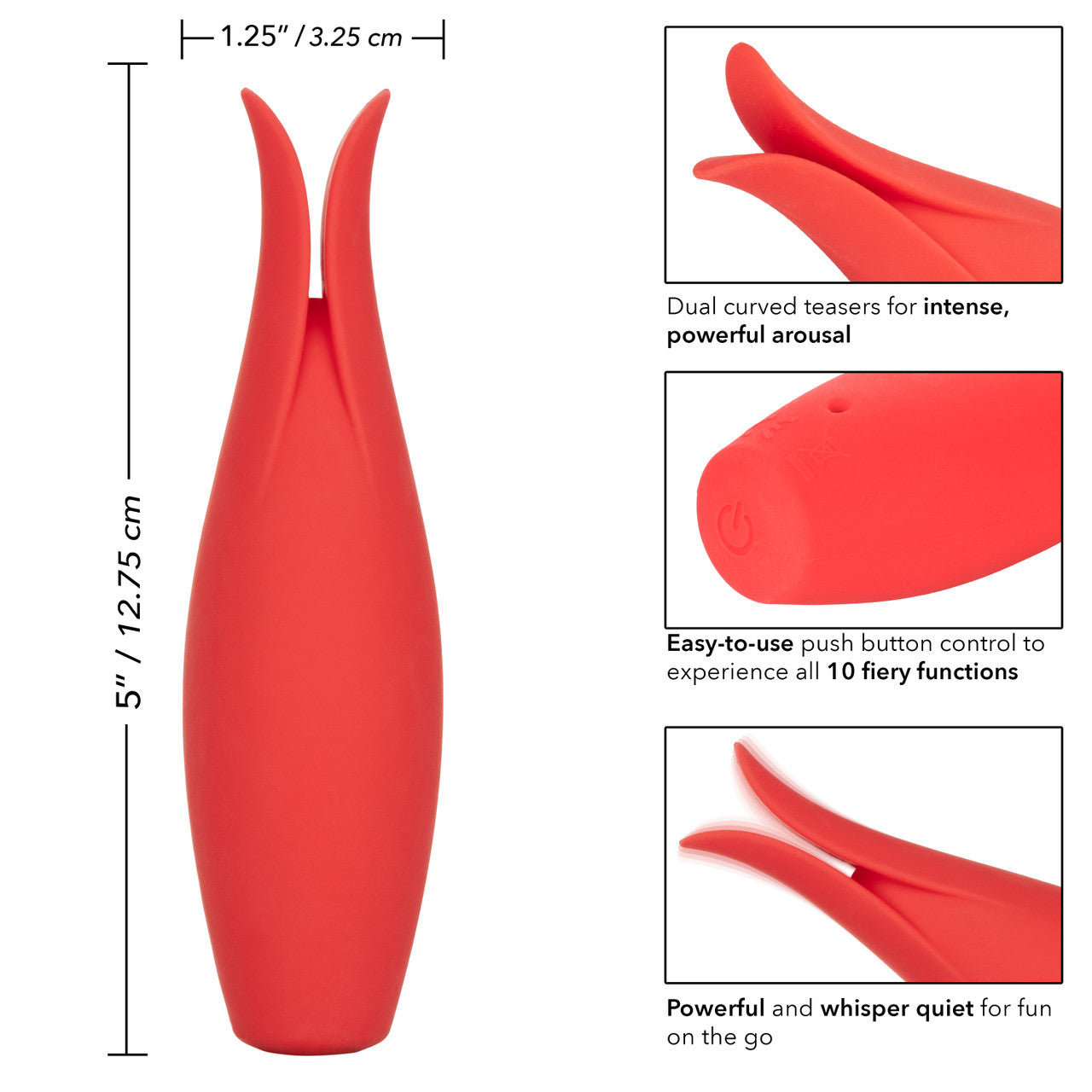 Red Hot Fury Silicone Rechargeable Clitoral Vibrator - Thorn & Feather