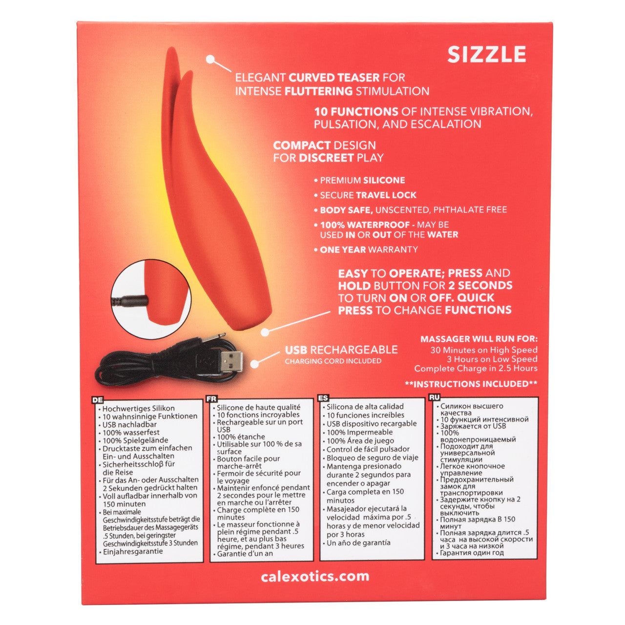 Red Hot Sizzle Silicone Rechargeable Clitoral Vibrator - Thorn & Feather