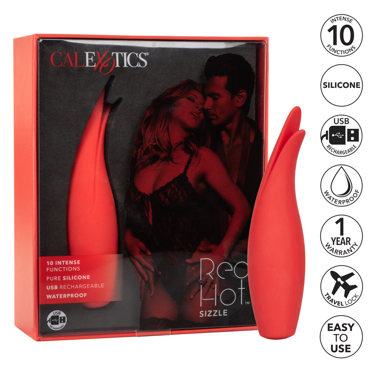 Red Hot Sizzle Silicone Rechargeable Clitoral Vibrator - Thorn & Feather