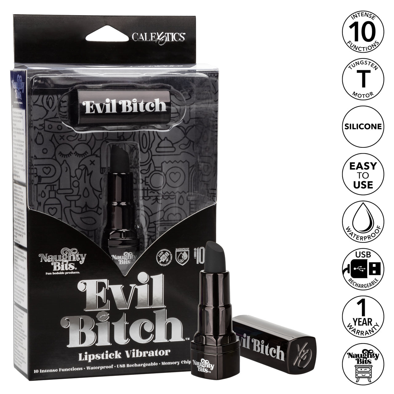 Naughty Bits Evil Bitch Lipstick Vibrator - Thorn & Feather