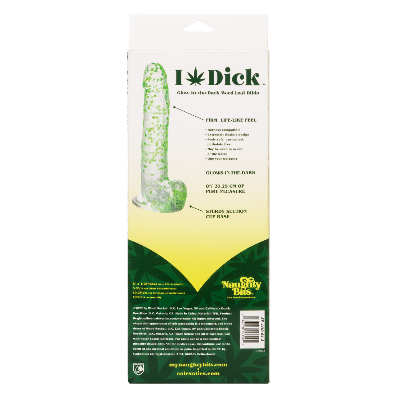 Naughty Bits I Leaf Dick Glow-In-The-Dark Weed Leaf Dildo - Thorn & Feather