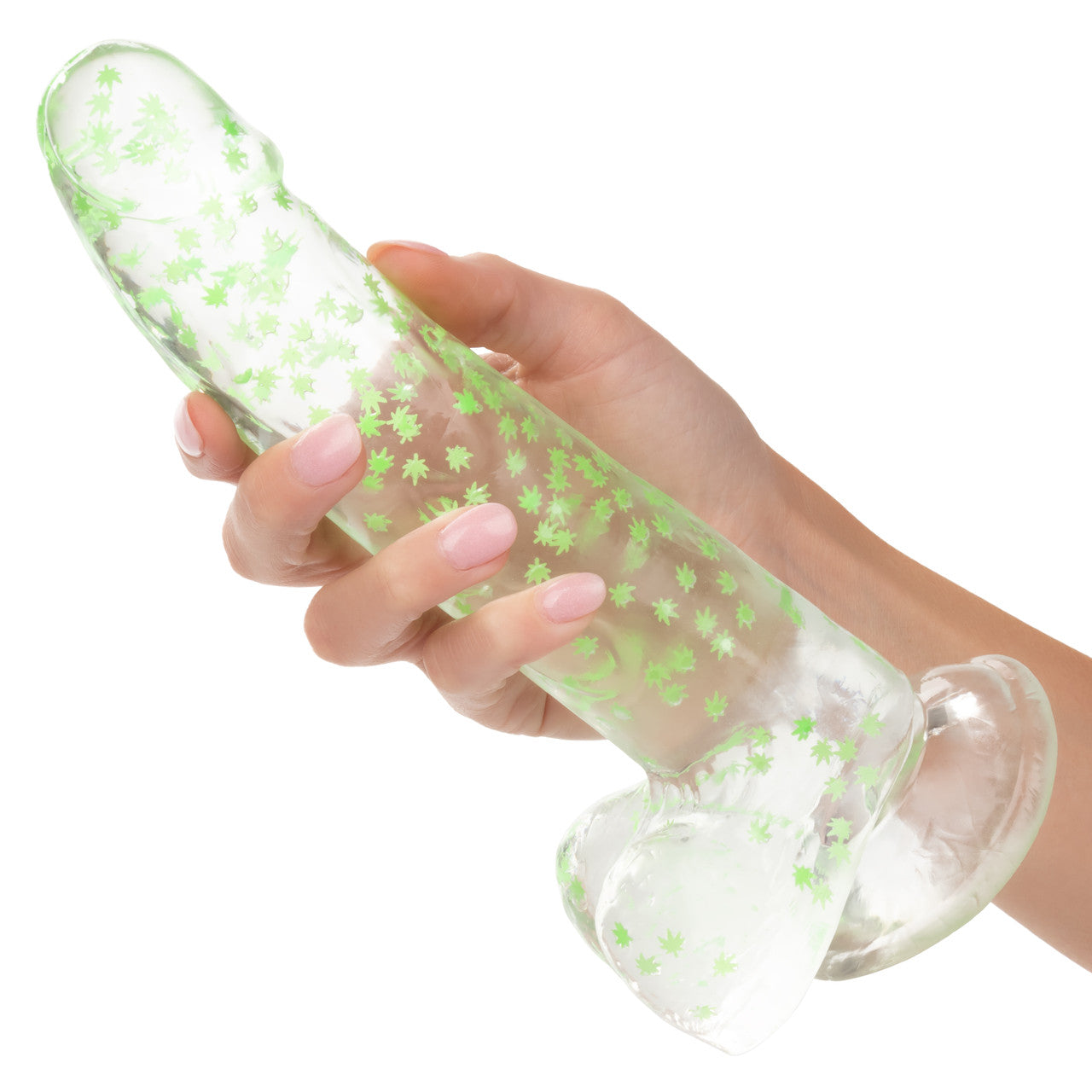 Naughty Bits I Leaf Dick Glow-In-The-Dark Weed Leaf Dildo - Thorn & Feather