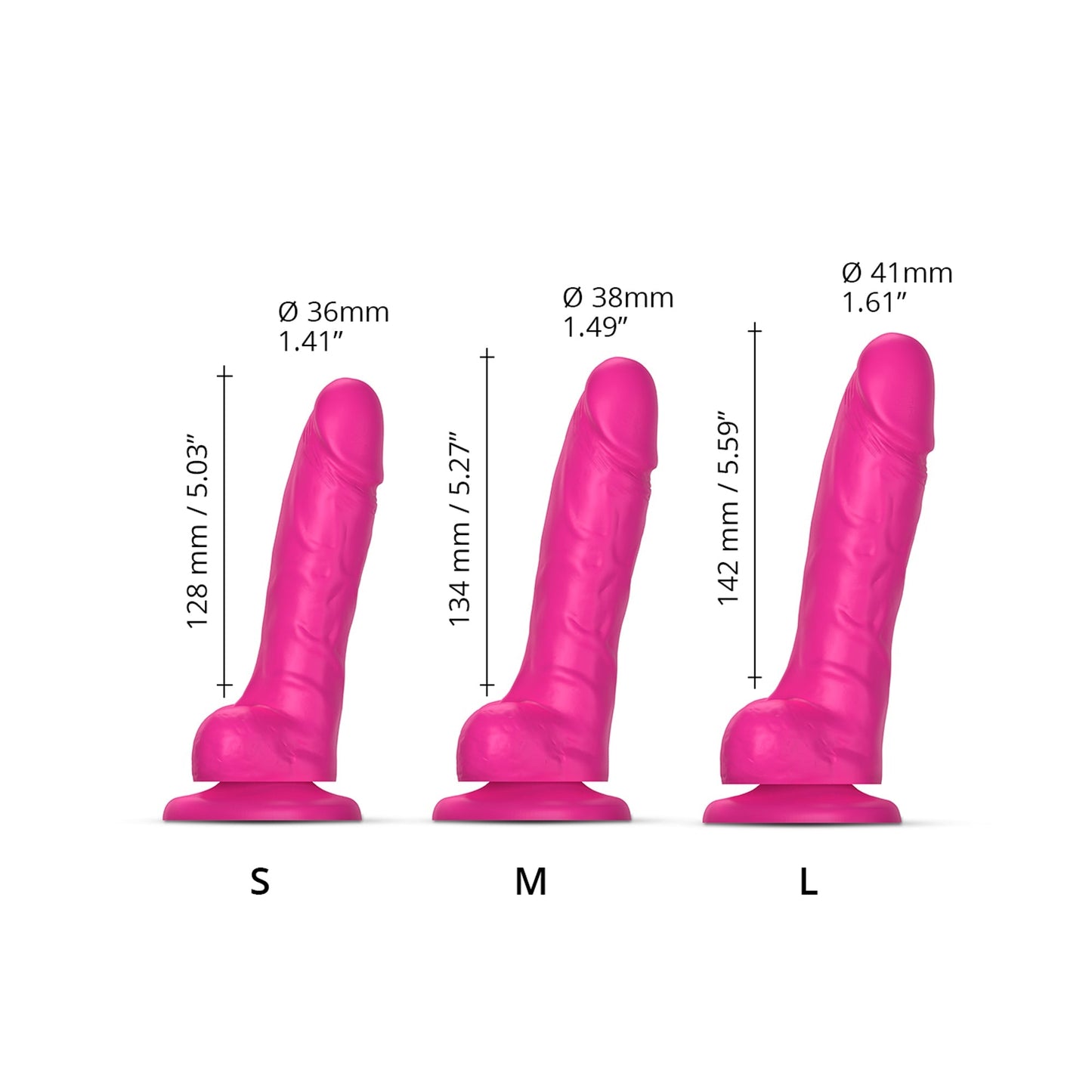 Strap On Me Sliding Skin Realistic Dildo - M, Fushia - Thorn & Feather