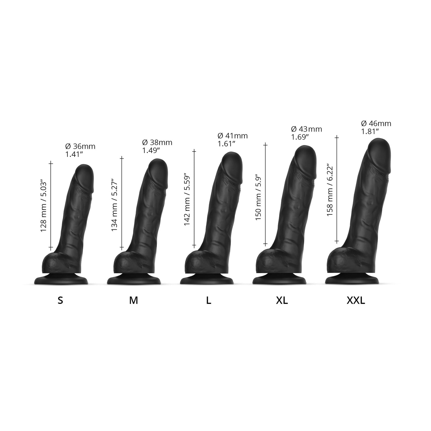 Strap On Me Sliding Skin Realistic Dildo - L, Black - Thorn & Feather