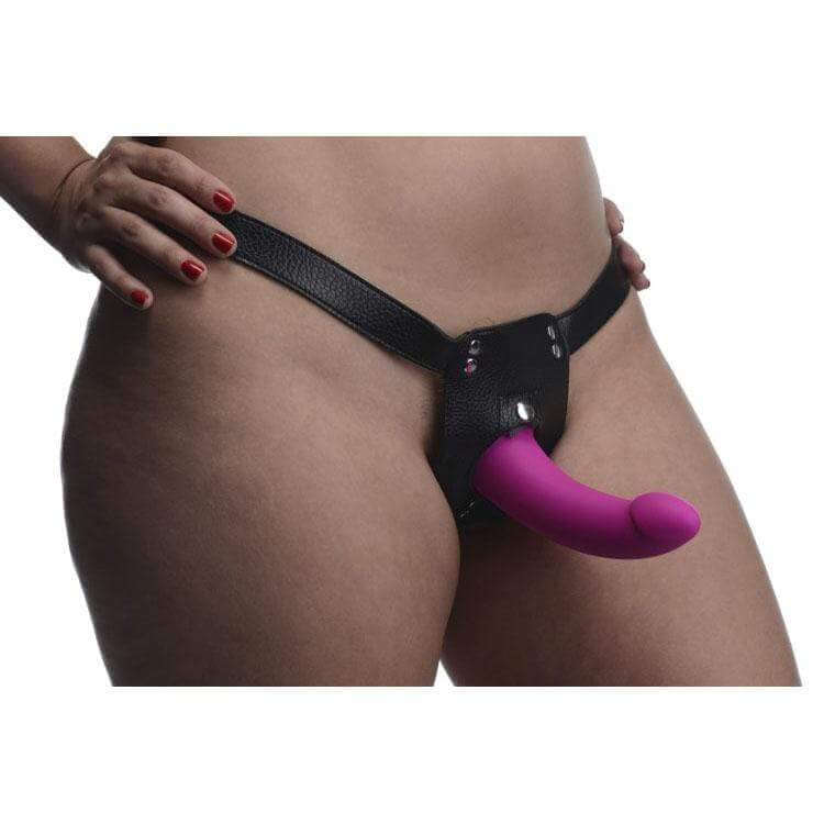 Double Take 10X Double Penetration Vibrating Strap-on Harness - Purple - Thorn & Feather