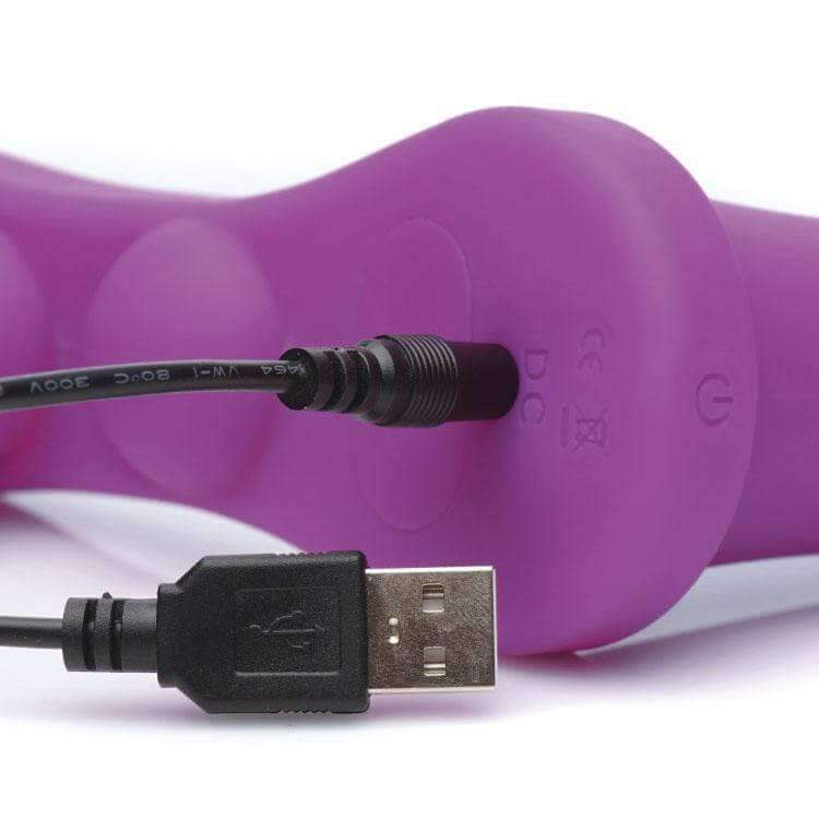 Double Take 10X Double Penetration Vibrating Strap-on Harness - Purple - Thorn & Feather