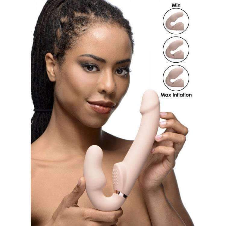 Remote Control Inflatable Vibrating Silicone Ergo Fit Strapless Strap-On - Thorn & Feather