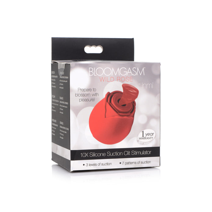 Bloomgasm 10X Wild Rose Silicone Suction Clit Stimulator - Red