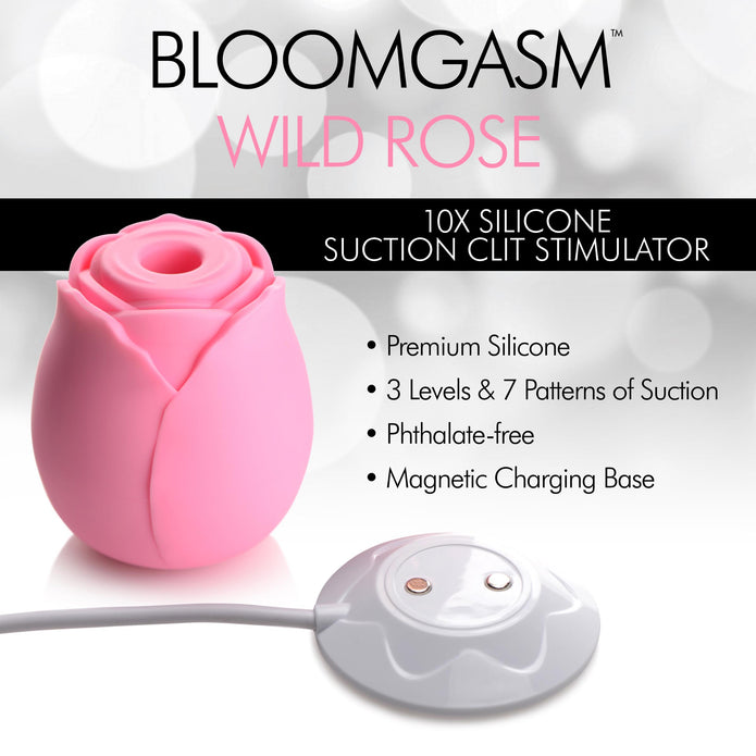 Bloomgasm 10X Wild Rose Silicone Suction Clit Stimulator - Pink