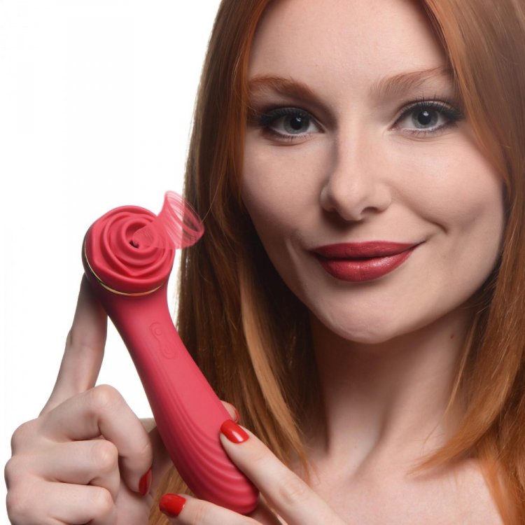 Passion Petals 10X Silicone Suction Rose Vibrator - Red - Thorn & Feather