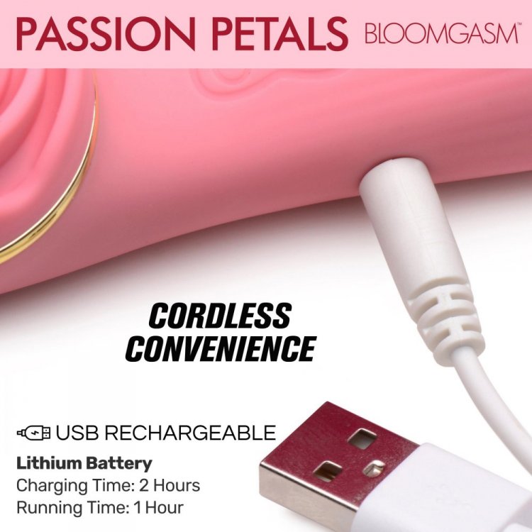 Passion Petals 10X Silicone Suction Rose Vibrator - Pink - Thorn & Feather