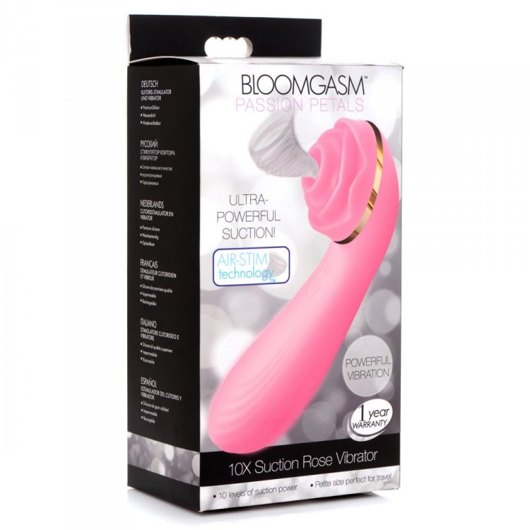 Passion Petals 10X Silicone Suction Rose Vibrator - Pink - Thorn & Feather