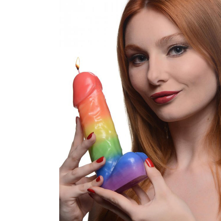 Master Series Pride Pecker Rainbow Drip Candle - Thorn & Feather