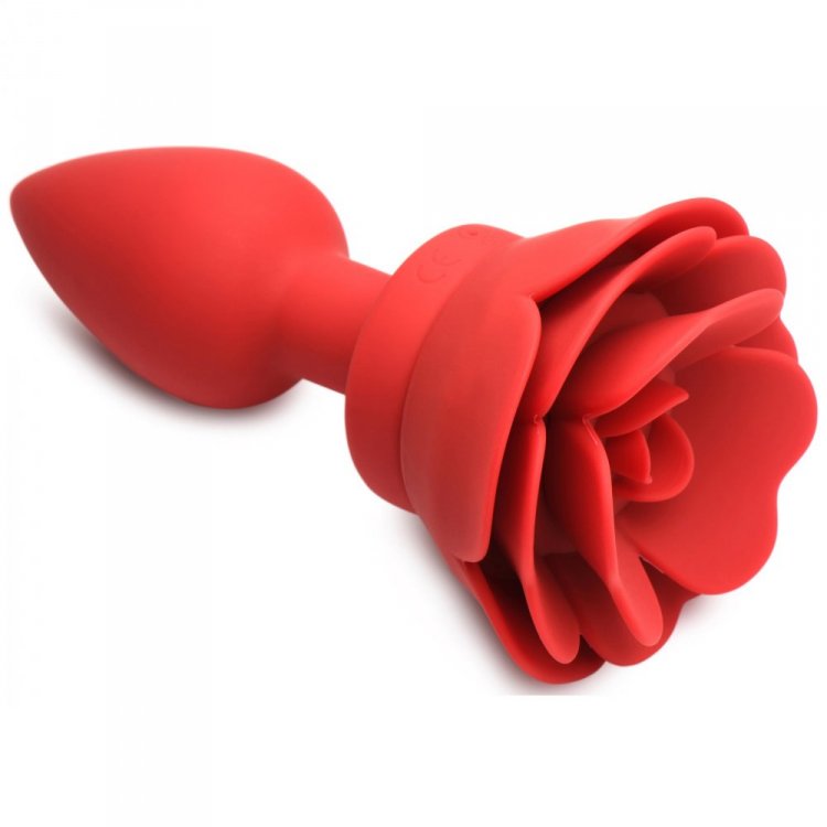 Booty Sparks 28X Silicone Vibrating Rose Anal Plug w/ Remote - Medium - Thorn & Feather